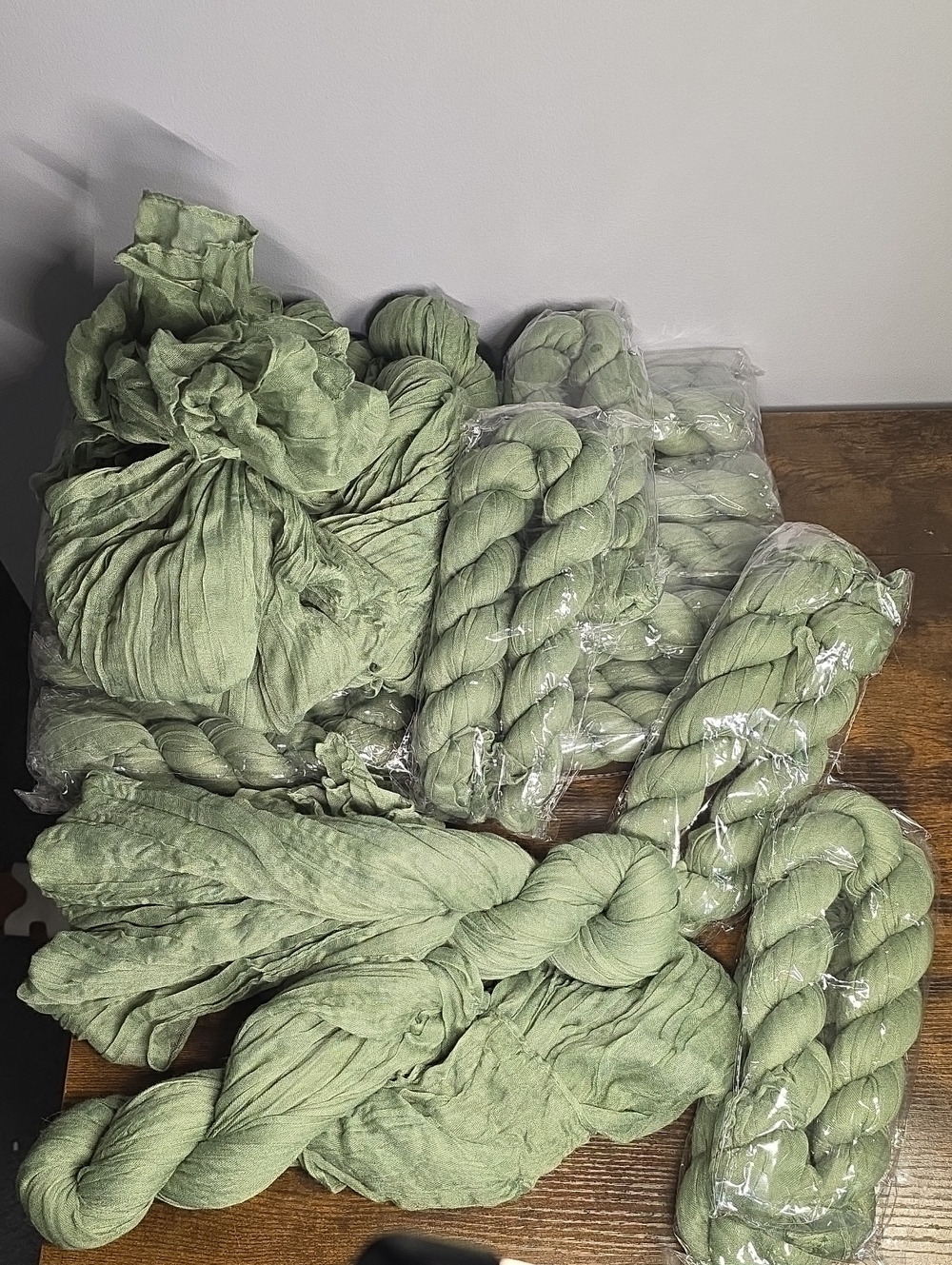 20 Sage Gauzy Table Runners 35in By 120in.